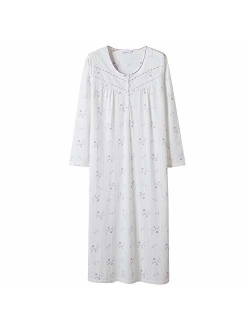 Keyocean Women Nightgowns Cotton, Soft Warm Lightweight Long-Sleeve Long Nightdress, Comfy Sleepwear Loungewear for Women