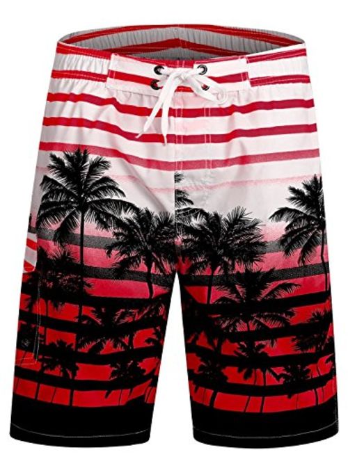 APTRO Men's Quick Dry Swim Trunks Long Palm Beach Board Shorts Bathing Suit