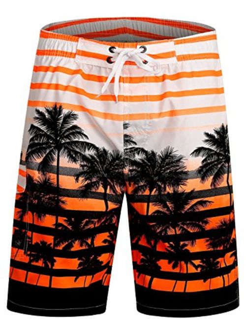 APTRO Men's Quick Dry Swim Trunks Long Palm Beach Board Shorts Bathing Suit