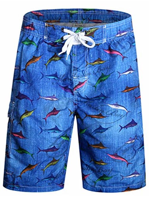 APTRO Men's Quick Dry Swim Trunks Long Palm Beach Board Shorts Bathing Suit