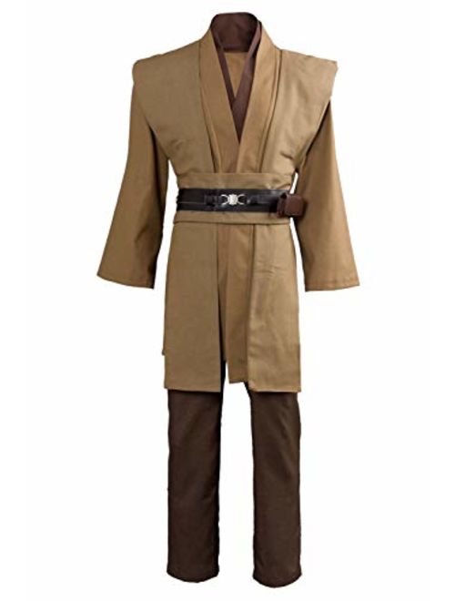 Cosplaysky Adult Tunic Hooded Robe Outfit for Jedi Costume Brown Version