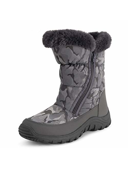 Polar Womens Memory Foam Twin Zip Opening Pull On Nylon Waterproof Thick Faux Fur Lined Winter Rain Snow Boots