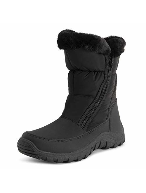 Polar Womens Memory Foam Twin Zip Opening Pull On Nylon Waterproof Thick Faux Fur Lined Winter Rain Snow Boots