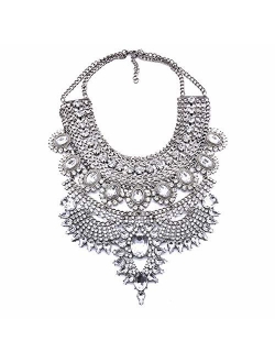 NABROJ Fashion Chunky Necklace Luxury Crystal Bib Collar Necklace Costume Jewelry for Women 7 Colors 1 Pc