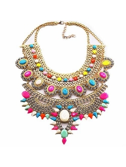 NABROJ Fashion Chunky Necklace Luxury Crystal Bib Collar Necklace Costume Jewelry for Women 7 Colors 1 Pc