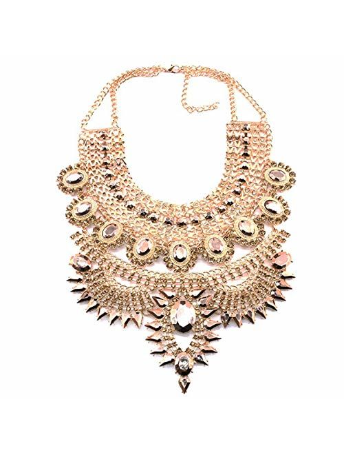 NABROJ Fashion Chunky Necklace Luxury Crystal Bib Collar Necklace Costume Jewelry for Women 7 Colors 1 Pc