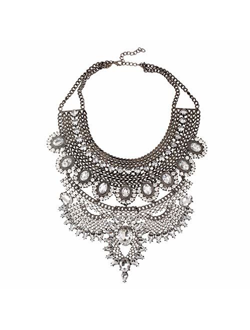 NABROJ Fashion Chunky Necklace Luxury Crystal Bib Collar Necklace Costume Jewelry for Women 7 Colors 1 Pc