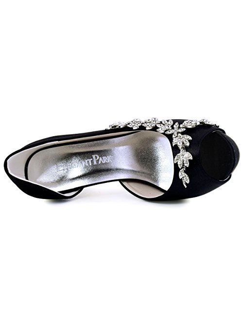 ElegantPark Wedding Shoes for Bride High Heel Platform Bridal Shoes Rhinestones Wedding Heels for Women Pumps Satin Evening Party Prom Dress Shoes