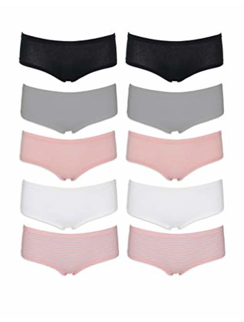 Emprella Womens Boyshort Panties (10-Pack) Comfort Ultra-Soft Cotton Underwear