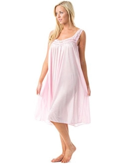 Casual Nights Women's Lightweight Satin Sleeveless Lace Nightgown