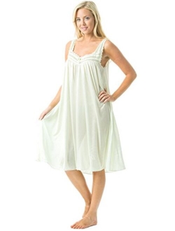 Casual Nights Women's Lightweight Satin Sleeveless Lace Nightgown