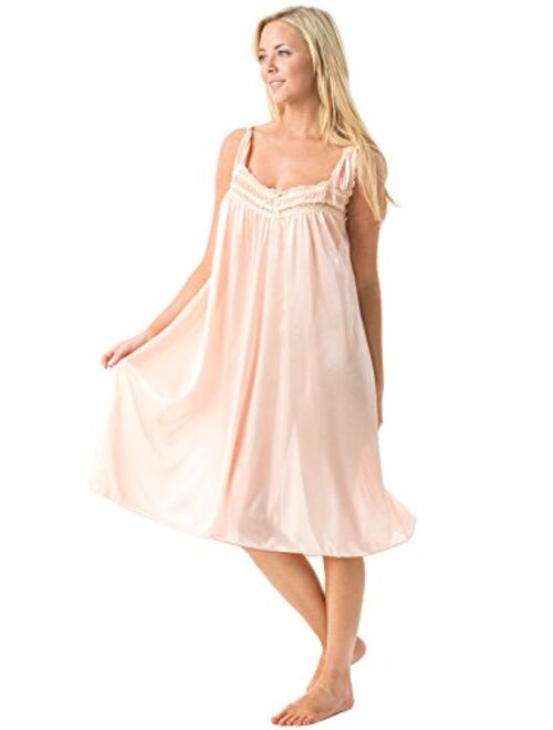 Casual Nights Women's Lightweight Satin Sleeveless Lace Nightgown