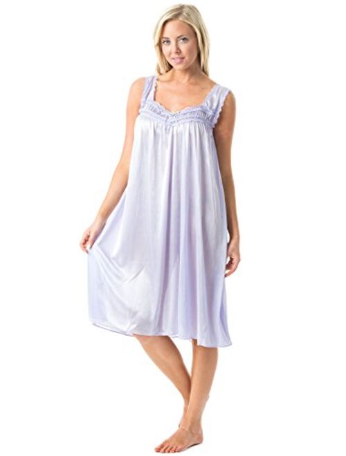 Casual Nights Women's Lightweight Satin Sleeveless Lace Nightgown