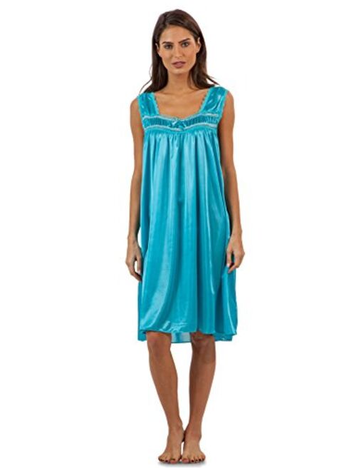 Casual Nights Women's Lightweight Satin Sleeveless Lace Nightgown