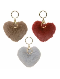 Dreams and Whispers Faux Fur Ball Pom Pom Key Chain Ring for Women Girls Bag Pendant