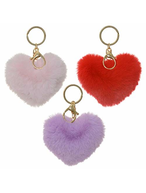 Dreams and Whispers Faux Fur Ball Pom Pom Key Chain Ring for Women Girls Bag Pendant