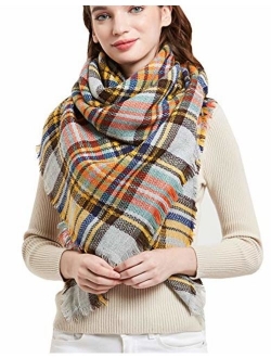 Agio Womens Warm Scarf Square Shawls Large Infinity Scarves Stripe Plaid Scarf