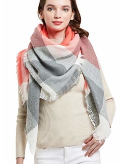 Agio Womens Warm Scarf Square Shawls Large Infinity Scarves Stripe Plaid Scarf