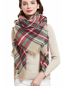 Agio Womens Warm Scarf Square Shawls Large Infinity Scarves Stripe Plaid Scarf