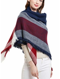 Agio Womens Warm Scarf Square Shawls Large Infinity Scarves Stripe Plaid Scarf