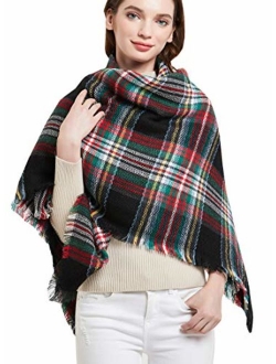 Agio Womens Warm Scarf Square Shawls Large Infinity Scarves Stripe Plaid Scarf