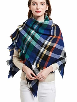 Agio Womens Warm Scarf Square Shawls Large Infinity Scarves Stripe Plaid Scarf