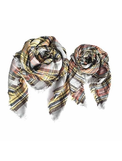 Agio Womens Warm Scarf Square Shawls Large Infinity Scarves Stripe Plaid Scarf