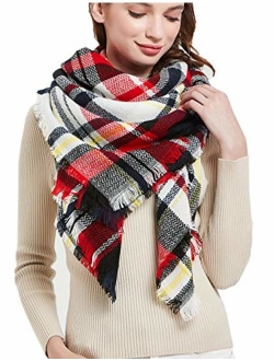 Agio Womens Warm Scarf Square Shawls Large Infinity Scarves Stripe Plaid Scarf