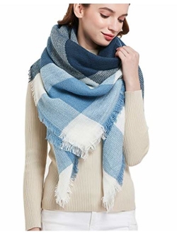 Agio Womens Warm Scarf Square Shawls Large Infinity Scarves Stripe Plaid Scarf