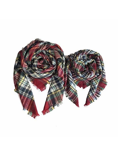 Wander Agio Womens Warm Scarf Square Shawls Large Infinity Scarves Stripe Plaid Scarf