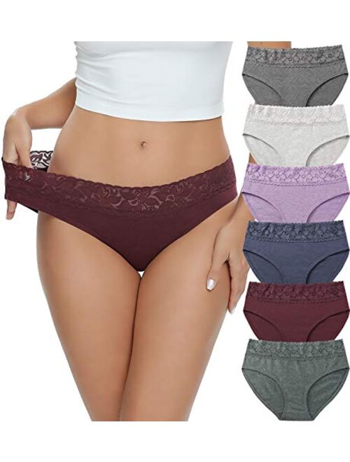 Cotton Hipster Panties for Women Lace Hiphugger Panties Bikini Underwear Pack