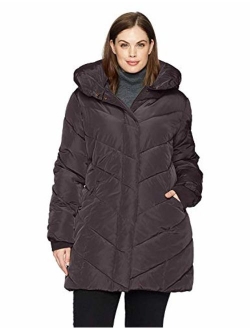 Women's Plus-Size Chevron Puffer Jacket