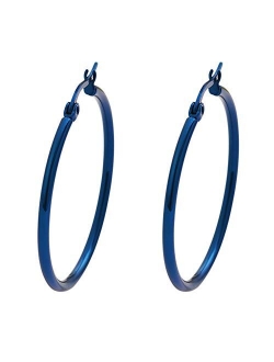 Edforce Stainless Steel Rounded Hoops Earrings (20mm-60mm Diameter)