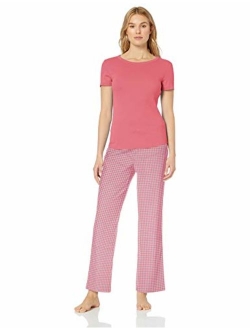 Women's Poplin Sleep Tee and Pant Set