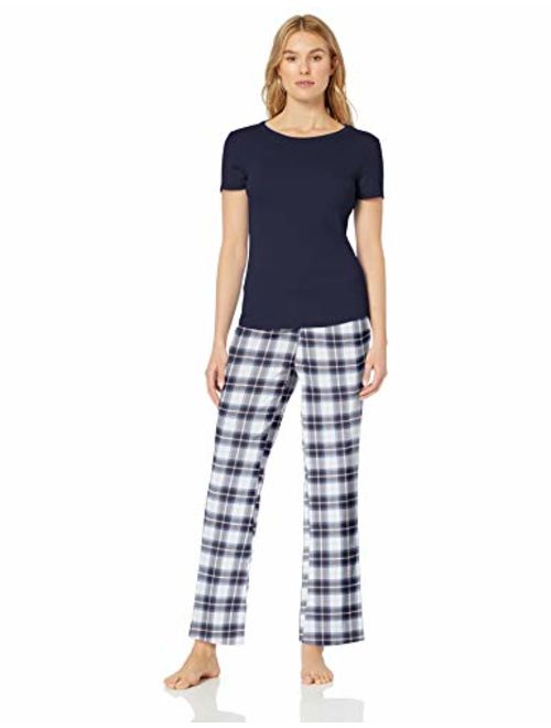 Amazon Essentials Women's Poplin Sleep Tee and Pant Set