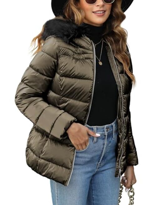 Bellivera Women's Quilted Lightweight Padding Jacket, Puffer Coat Cotton Filling Water Resistant