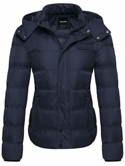 Wantdo Women's Thick Winter Coat Quilted Warm Puffer Jacket with Removable Hood