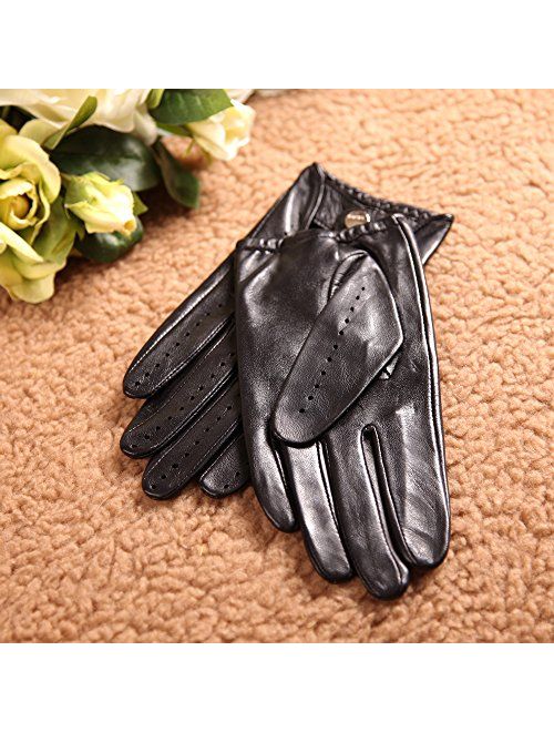 Elma Tradional Women's Italian Nappa Leather Gloves Motorcycle Driving Open Back