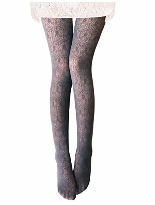 Vero Monte 1 Pair Women's Colorful Hollow Out Knitted Patterned Tights