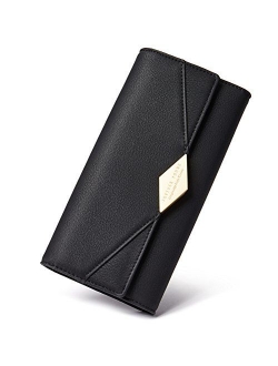 Women Wallet Soft Leather Designer Trifold Multi Card Organizer Lady Clutch