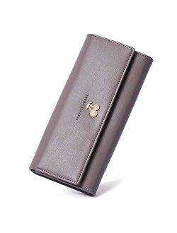 Women Wallet Soft Leather Designer Trifold Multi Card Organizer Lady Clutch