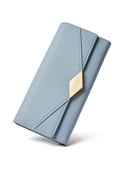 Women Wallet Soft Leather Designer Trifold Multi Card Organizer Lady Clutch