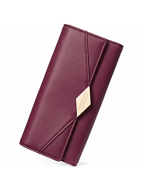 Women Wallet Soft Leather Designer Trifold Multi Card Organizer Lady Clutch