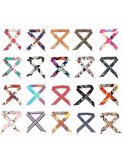 Multi Packs Narrow Handbag Handle Wrap Skinny Ribbon Neckerchief Scarf for Women