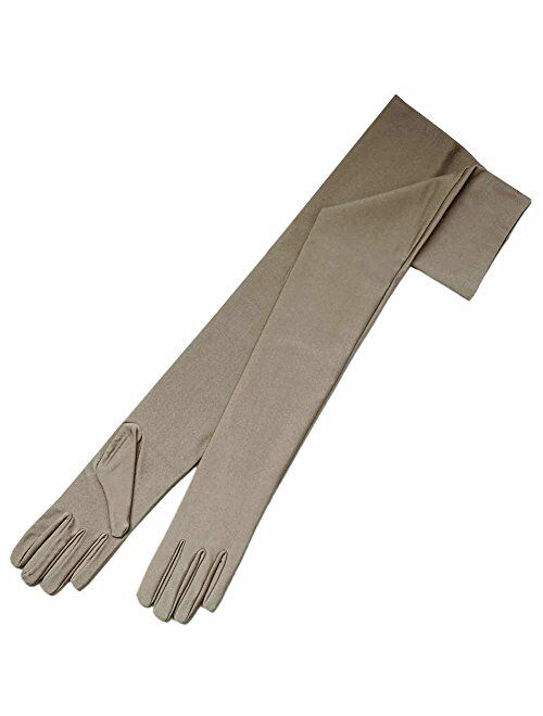 ZAZA BRIDAL 23.5" Long 4-Way Stretch Matte Satin Dress Gloves Opera Length 16BL