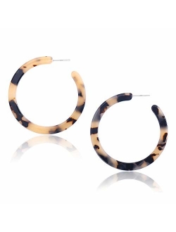 S925 Resin Acetate Tortoise Shell Hoop Drop Dangle Mottled Acrylic Earrings Fashion Jewelry for Women Girls Mother's Day Gifts