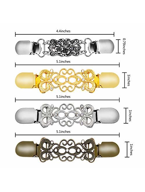 Ruisita 4 Pieces Retro Cardigan Clip Sweater Collar Clip Shawl Clips Dresses Shawl Clip for Women Girls