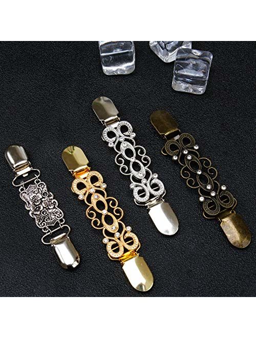 Ruisita 4 Pieces Retro Cardigan Clip Sweater Collar Clip Shawl Clips Dresses Shawl Clip for Women Girls