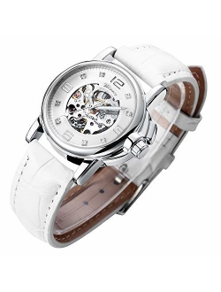 Women's Watch Luxury Mechanical Stainless Steel Skeleton Steampunk Automatic Self Winding Wristwatch