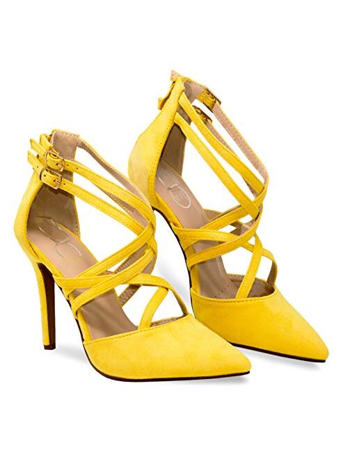 MVE Shoes Women's Pointed Criss Cross Strappy Pumps - Fashion Party High Heel Pumps